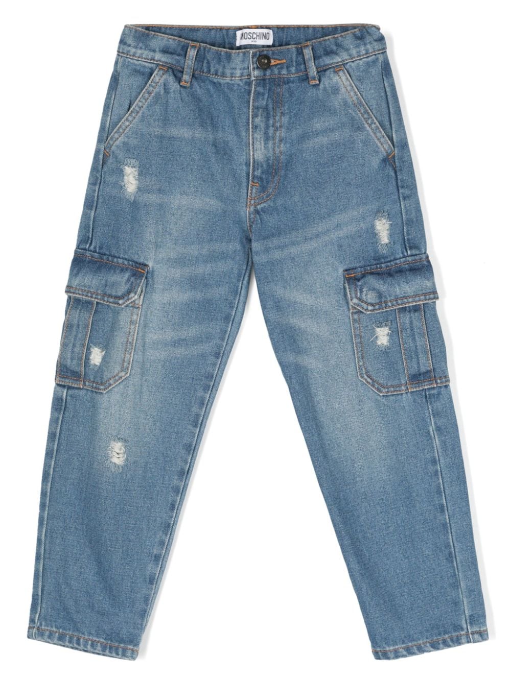 Moschino Kids straight-leg cargo jeans - Blue von Moschino Kids