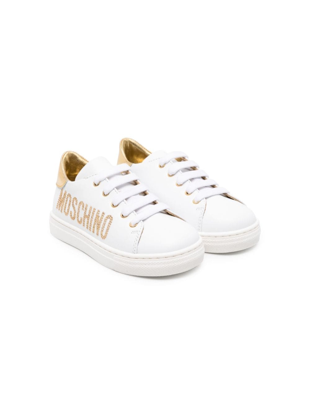 Moschino Kids studded-logo leather sneakers - White von Moschino Kids