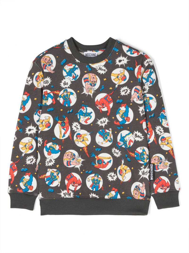 Moschino Kids superhero-print cotton sweatshirt - Black von Moschino Kids