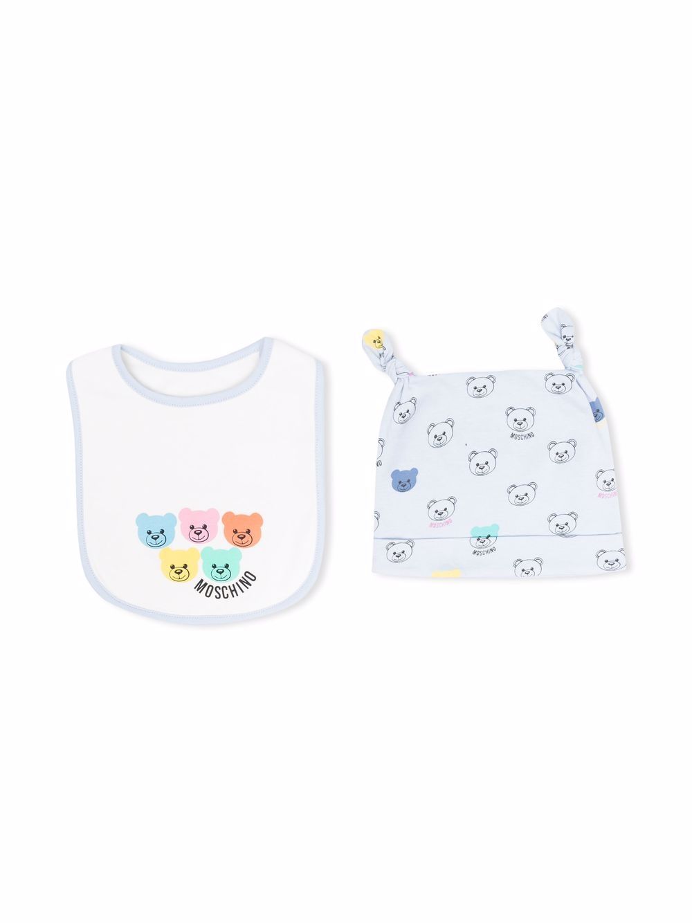 Moschino Kids teddy-bear beanie and bib set - Blue von Moschino Kids