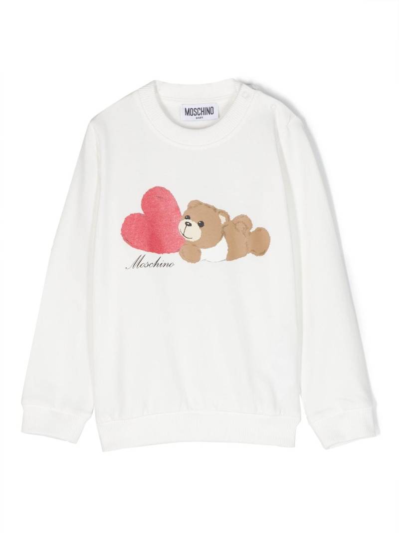 Moschino Kids teddy bear cotton sweatshirt - White von Moschino Kids