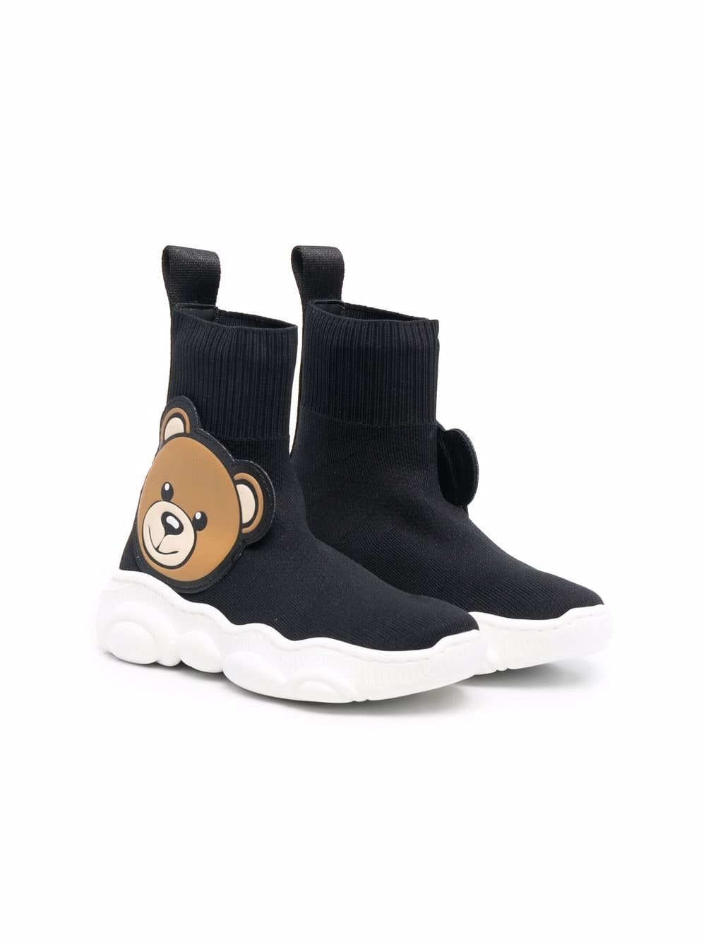 Moschino Kids teddy bear-embellished sock-style sneakers - Black von Moschino Kids