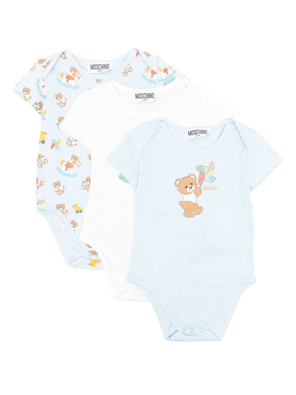 Moschino Kids teddy bear-print babygrow set - Blue von Moschino Kids