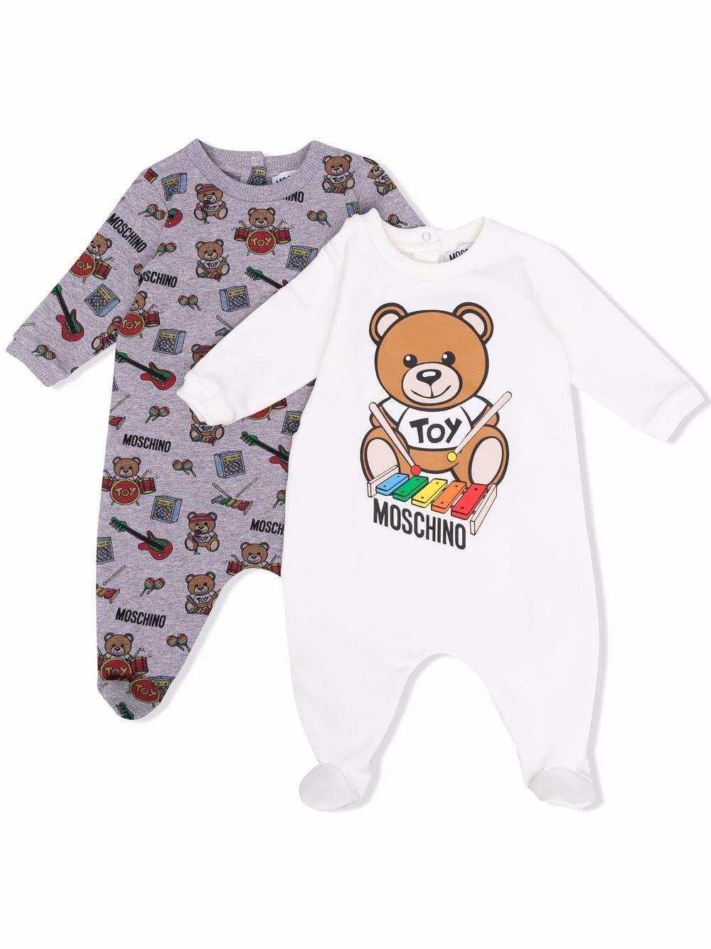 Moschino Kids teddy bear print babygrow set - White von Moschino Kids