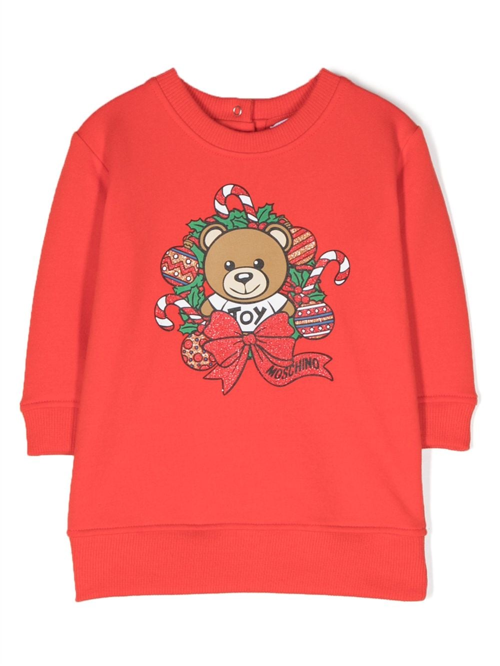 Moschino Kids teddy bear-print stretch-cotton dress - Red von Moschino Kids