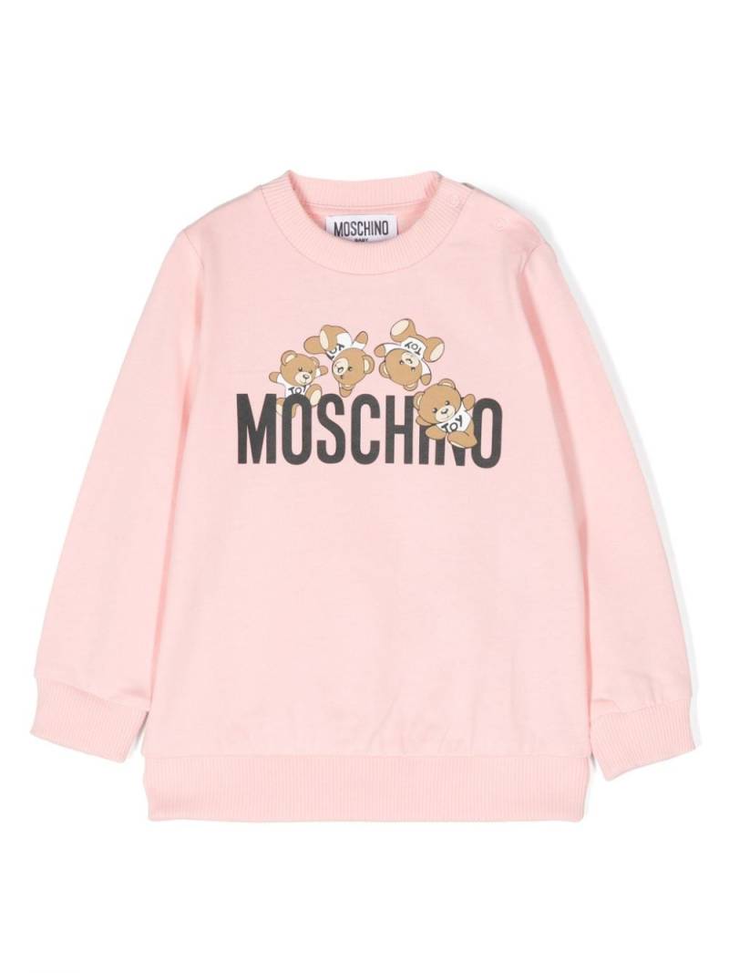 Moschino Kids teddy logo-print cotton sweatshirt - Pink von Moschino Kids