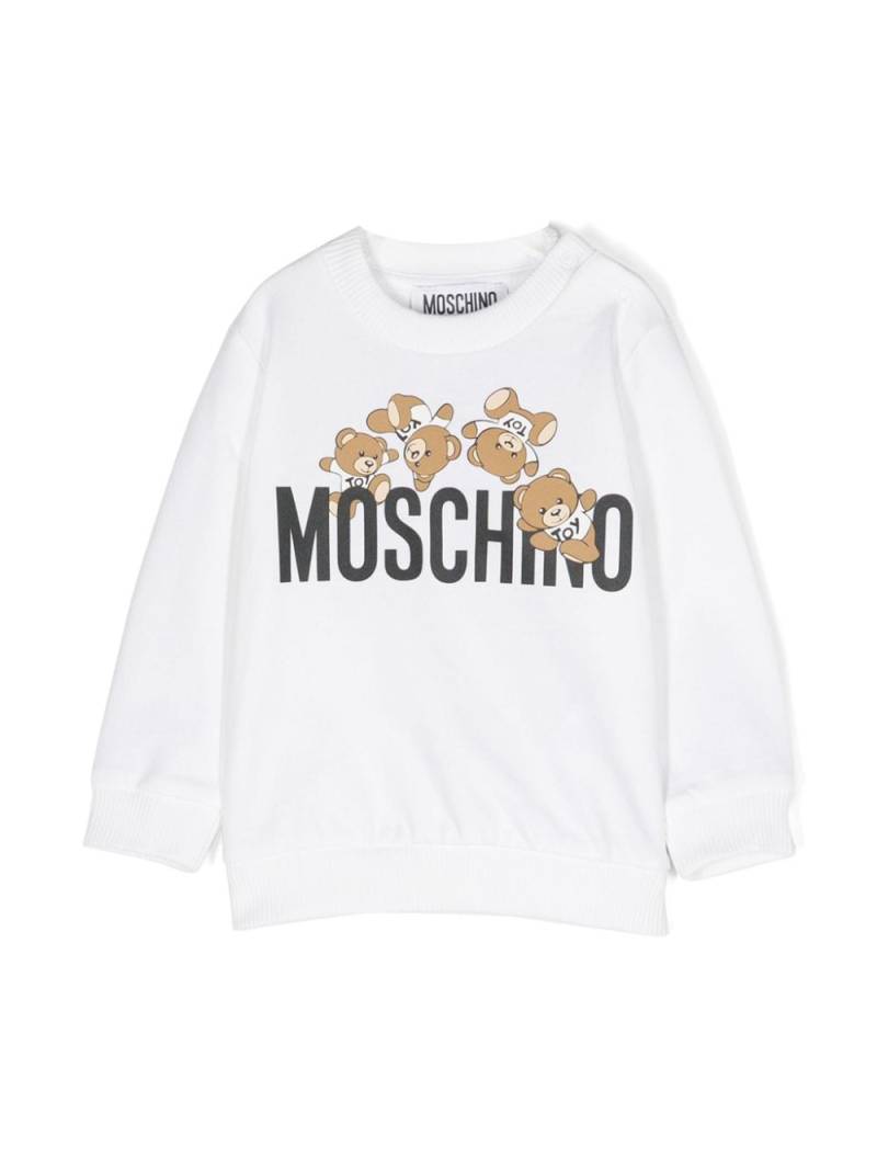 Moschino Kids teddy logo-print cotton sweatshirt - White von Moschino Kids