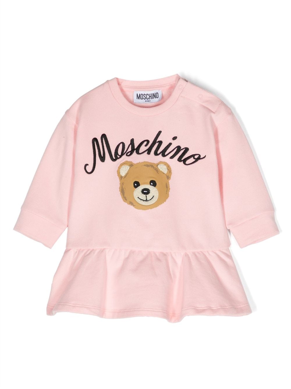 Moschino Kids teddy-print ruffle dress - Pink von Moschino Kids