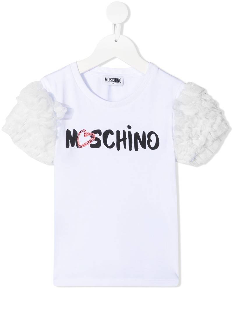 Moschino Kids tulle ruffle-sleeve T-shirt - White von Moschino Kids