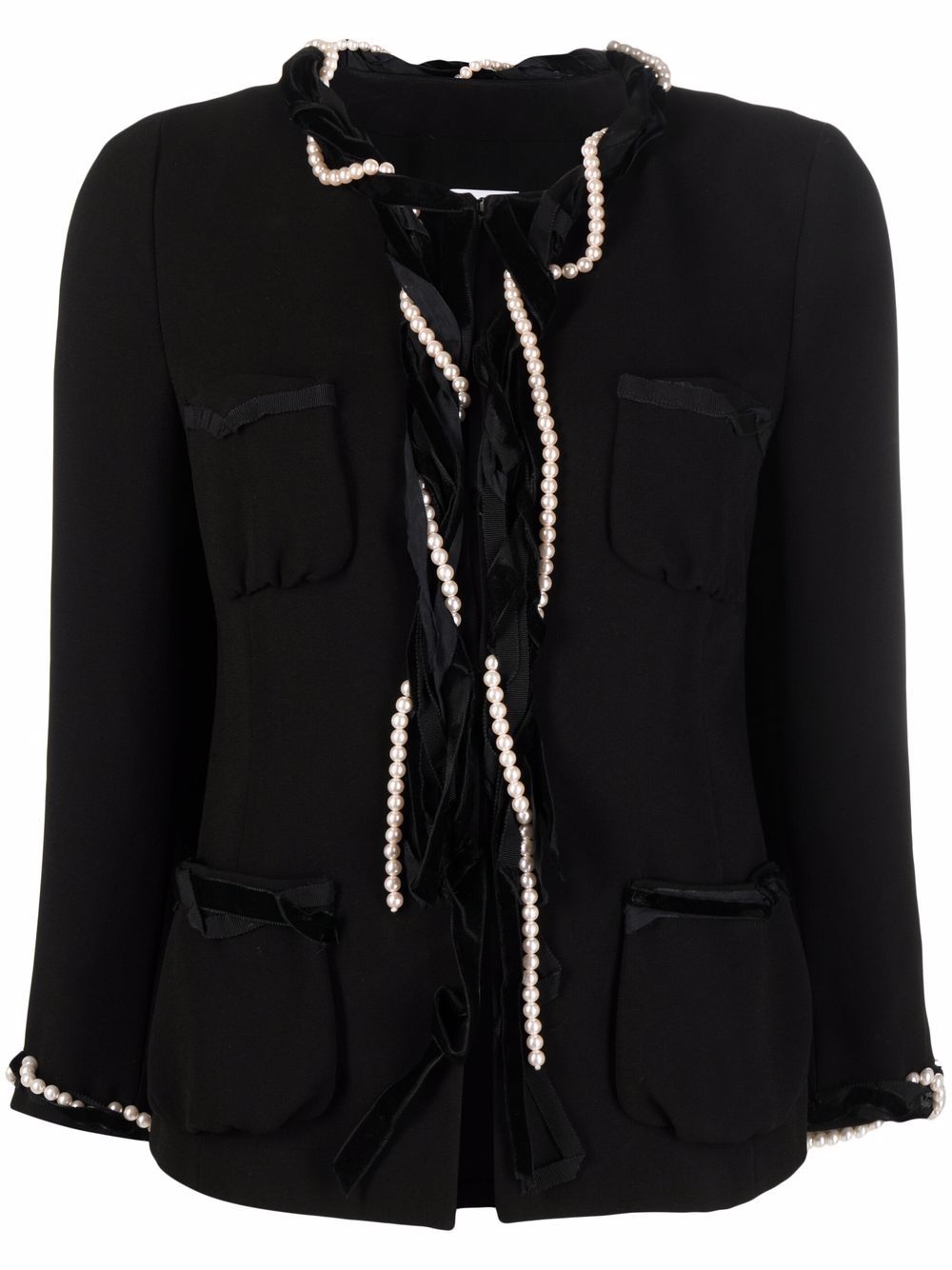 Moschino Pre-Owned 1990s pearl-embellished single-breasted jacket - Black von Moschino Pre-Owned