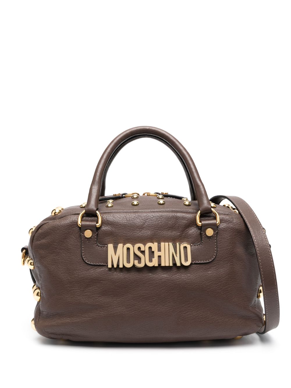 Moschino Pre-Owned 2000s logo lettering studded handbag - Brown von Moschino Pre-Owned