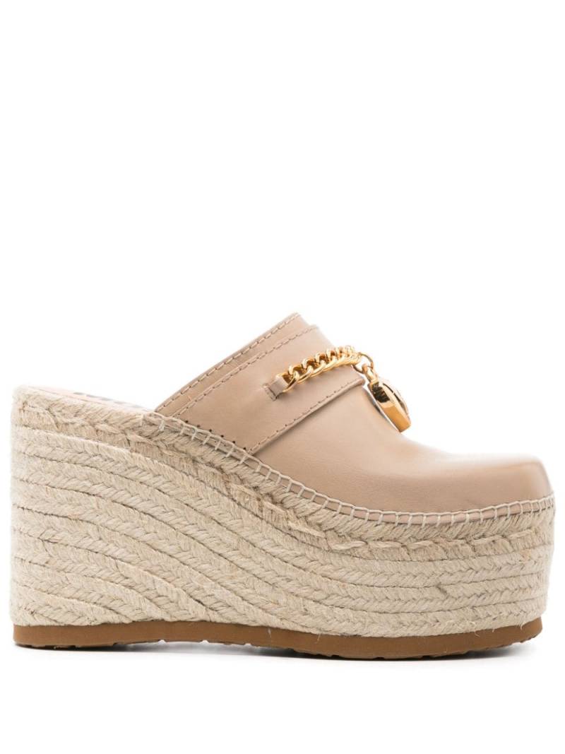 Moschino 110mm heart-padlock wedge espadrilles - Neutrals von Moschino