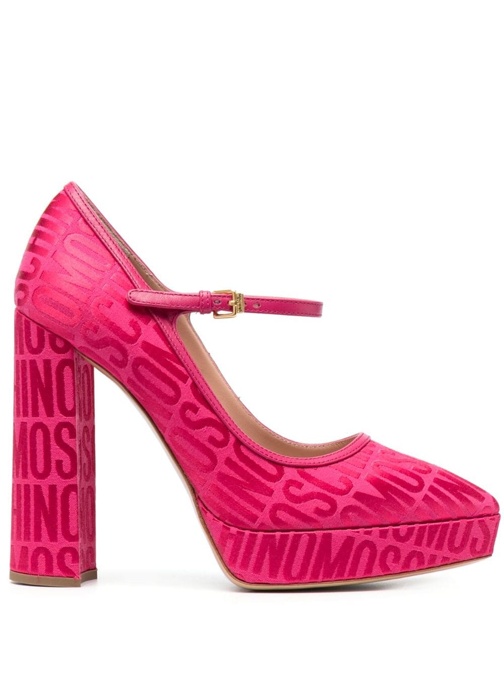 Moschino 120mm logo-jacquard leather pumps - Pink von Moschino