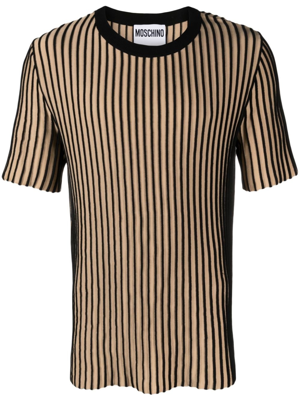 Moschino 3D-striped cotton T-shirt - Neutrals von Moschino