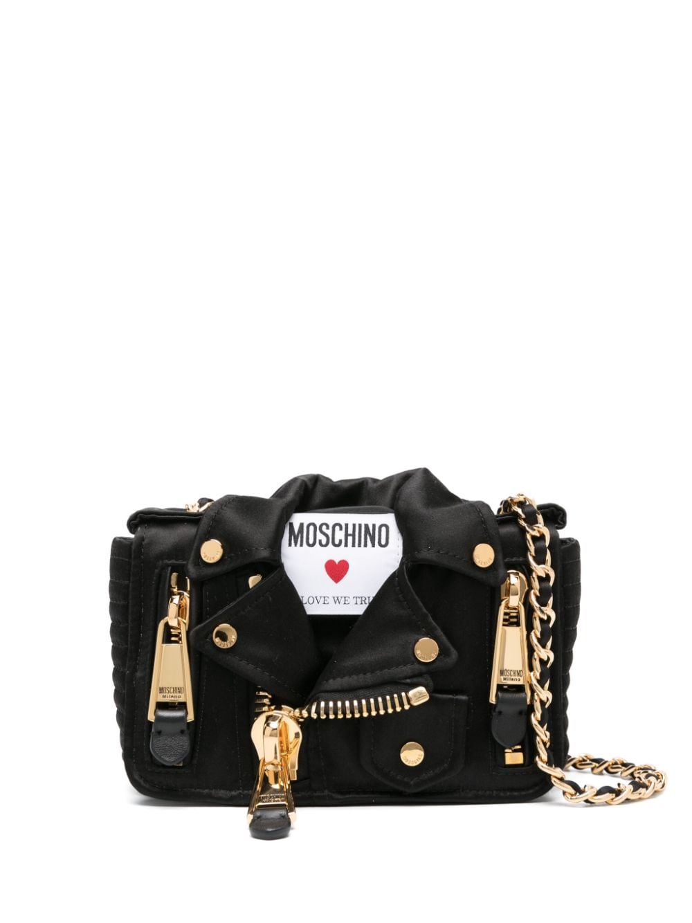 Moschino Biker satin crossbody bag - Black von Moschino