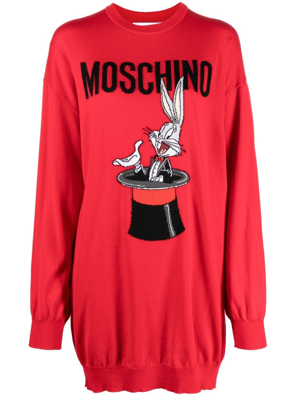 Moschino Bugs Bunny intarsia-knit dress - Red von Moschino