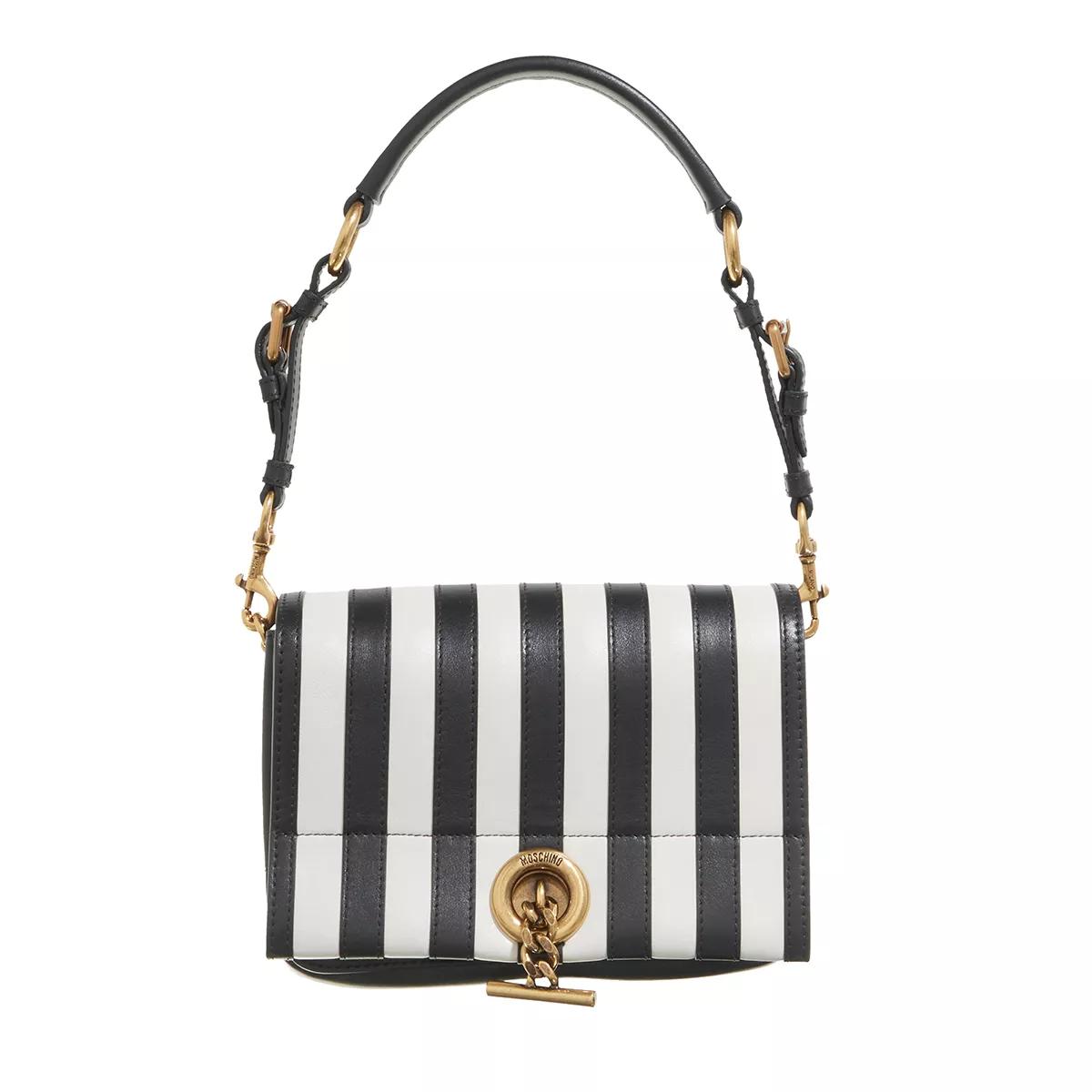 Moschino Handtasche - Stripes-Metal Toggle Shoulder Bag - Gr. unisize - in Schwarz - für Damen von Moschino