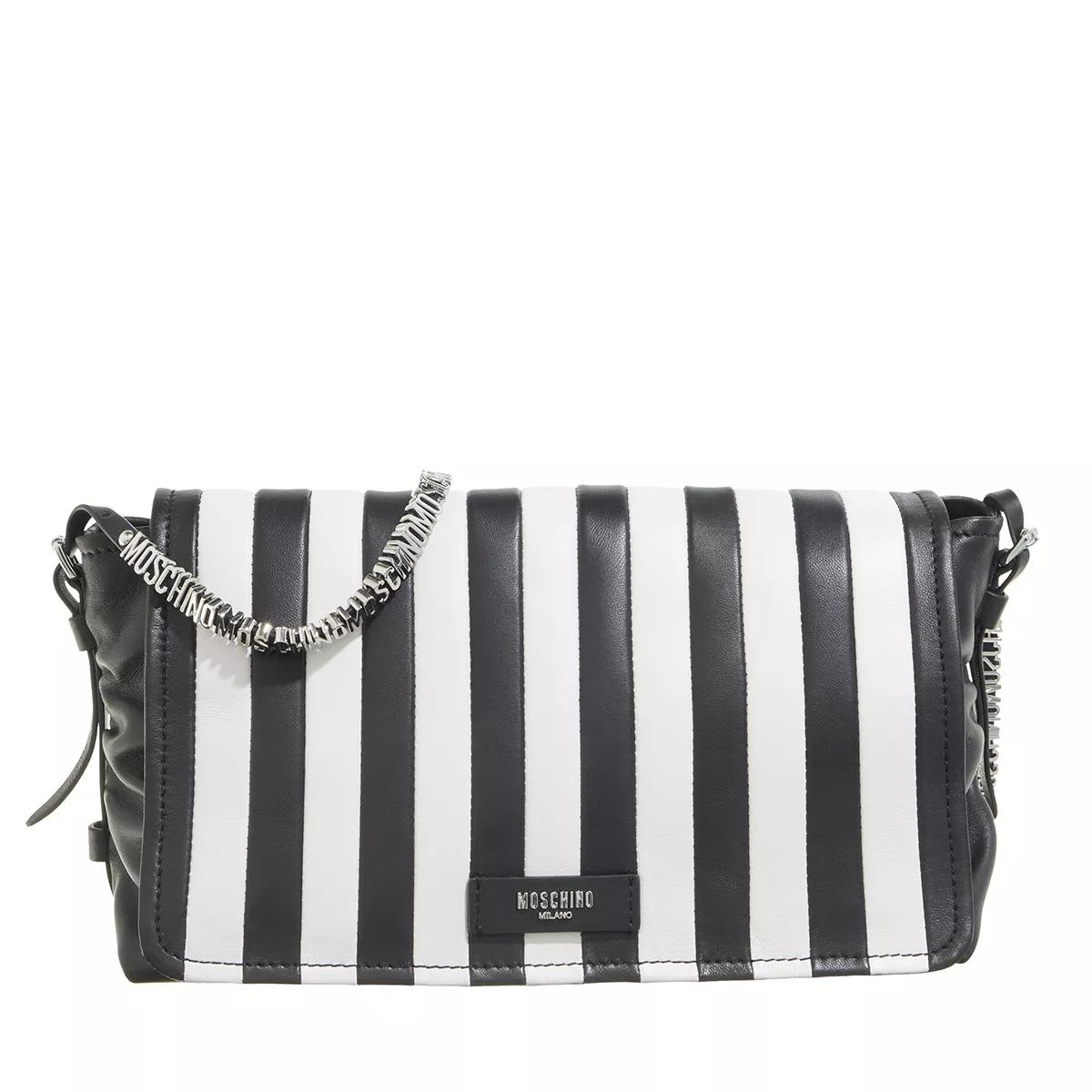 Moschino Handtasche - Stripes Mini Lettering Shoulder Bag - Gr. unisize - in Schwarz - für Damen von Moschino