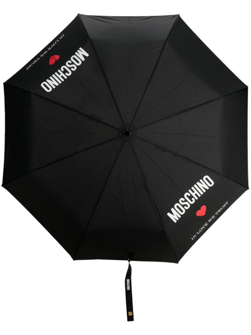 Moschino In Love We Trust compact umbrella - Black von Moschino