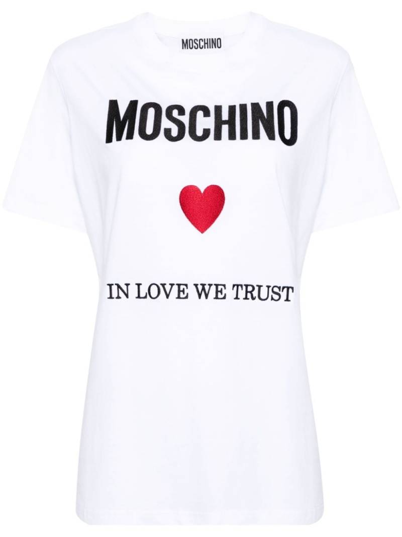 Moschino In Love We Trust cotton T-shirt - White von Moschino