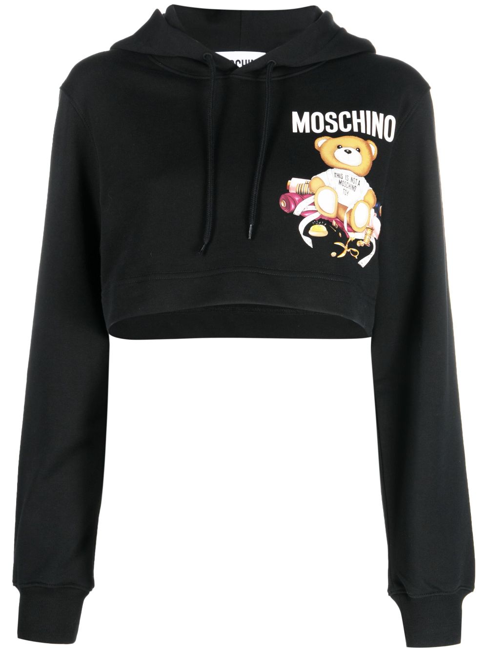 Moschino Teddy Bear cotton cropped hoodie - Black von Moschino