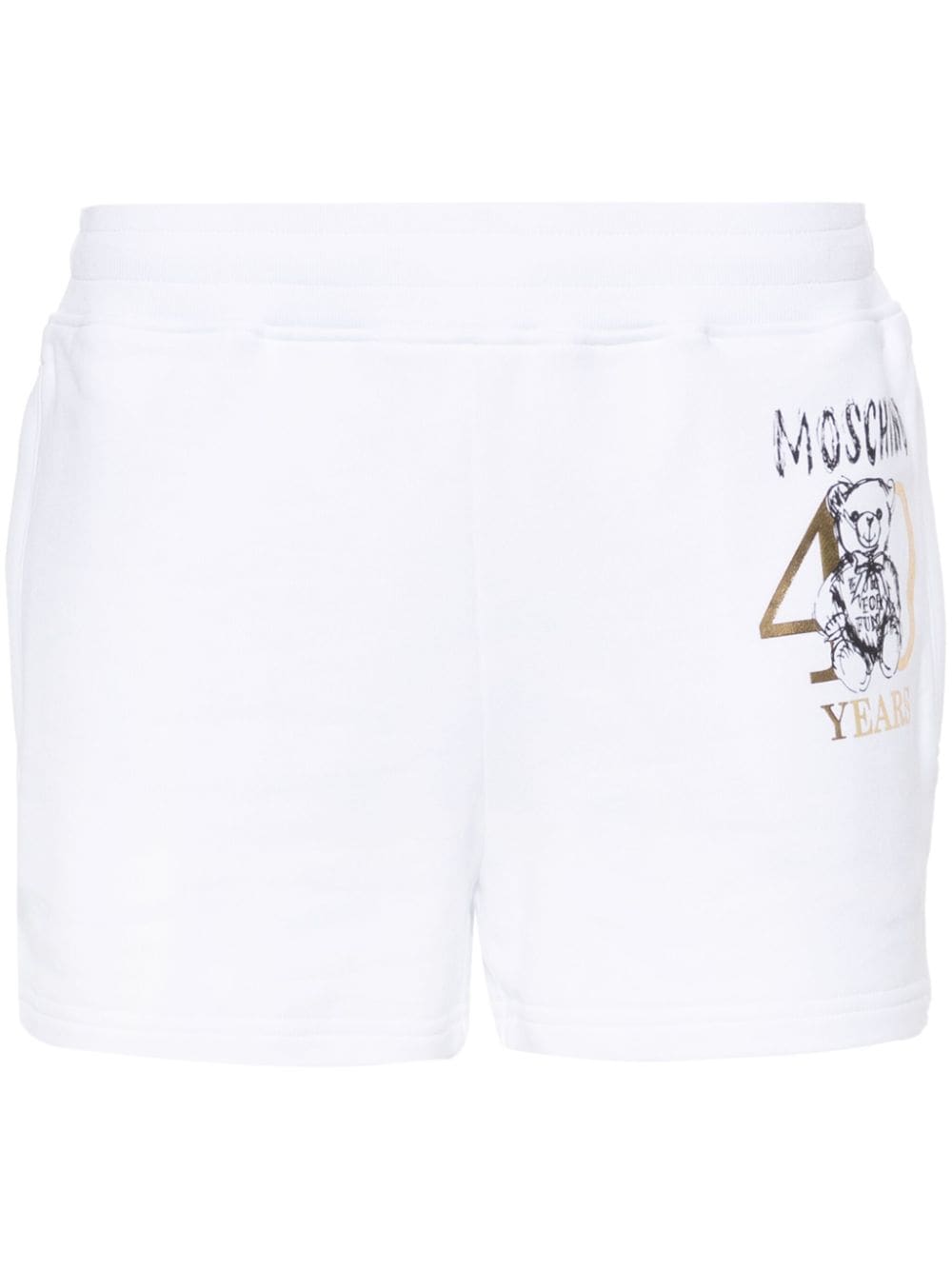 Moschino Teddy-Bear-print mini shorts - White von Moschino