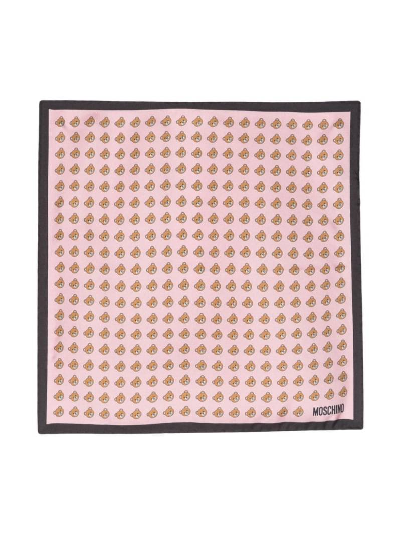 Moschino Teddy Bear-print organic silk pocket square - Pink von Moschino