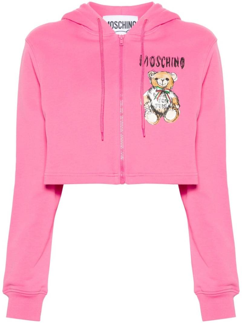Moschino Teddy Bear-print zipped hoodie - Pink von Moschino