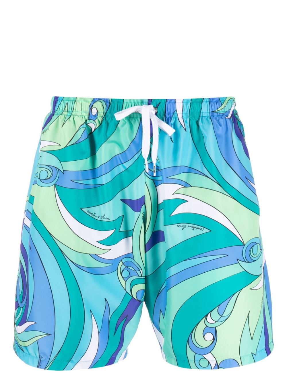 Moschino abstract-pattern drawstring swim shorts - Green von Moschino