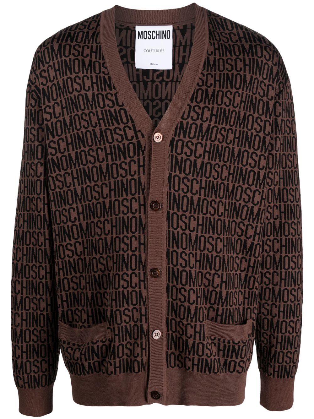 Moschino all-over logo knit cardigan - Brown von Moschino