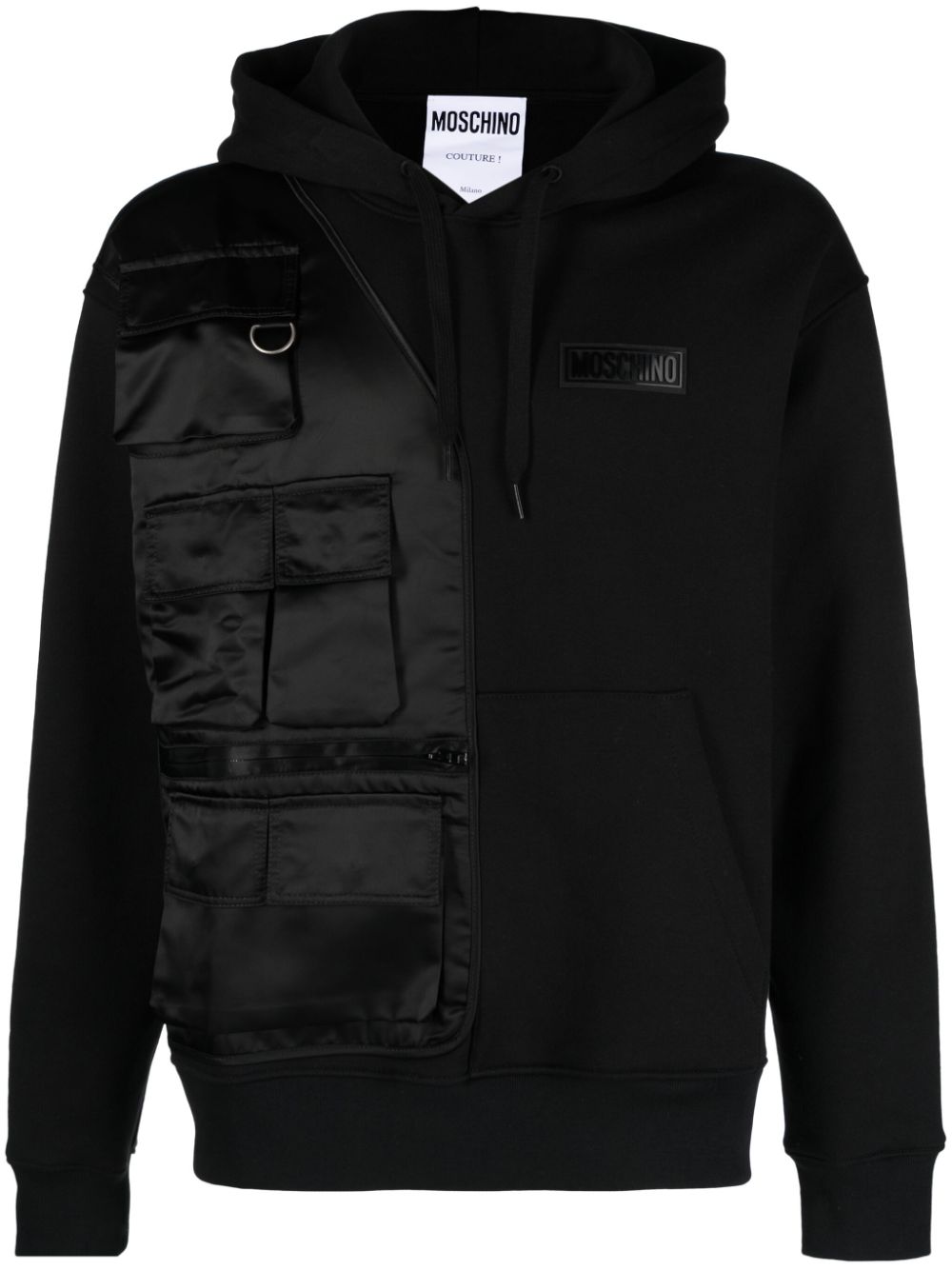 Moschino asymmetric panel-detail hoodie - Black von Moschino
