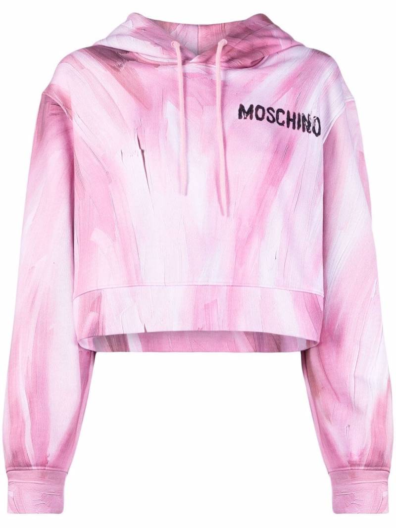 Moschino brushstroke-print cropped hoodie - Pink von Moschino