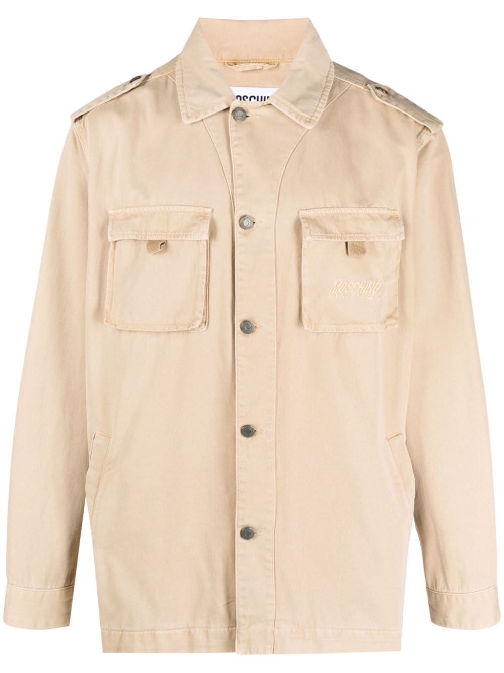 Moschino cargo pocket cotton shirt jacket - Neutrals von Moschino