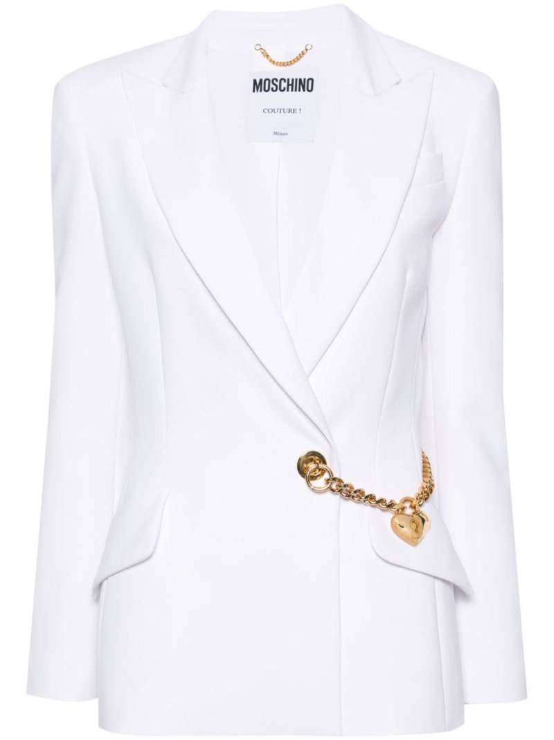 Moschino chain-detail interlock-twill blazer - White von Moschino
