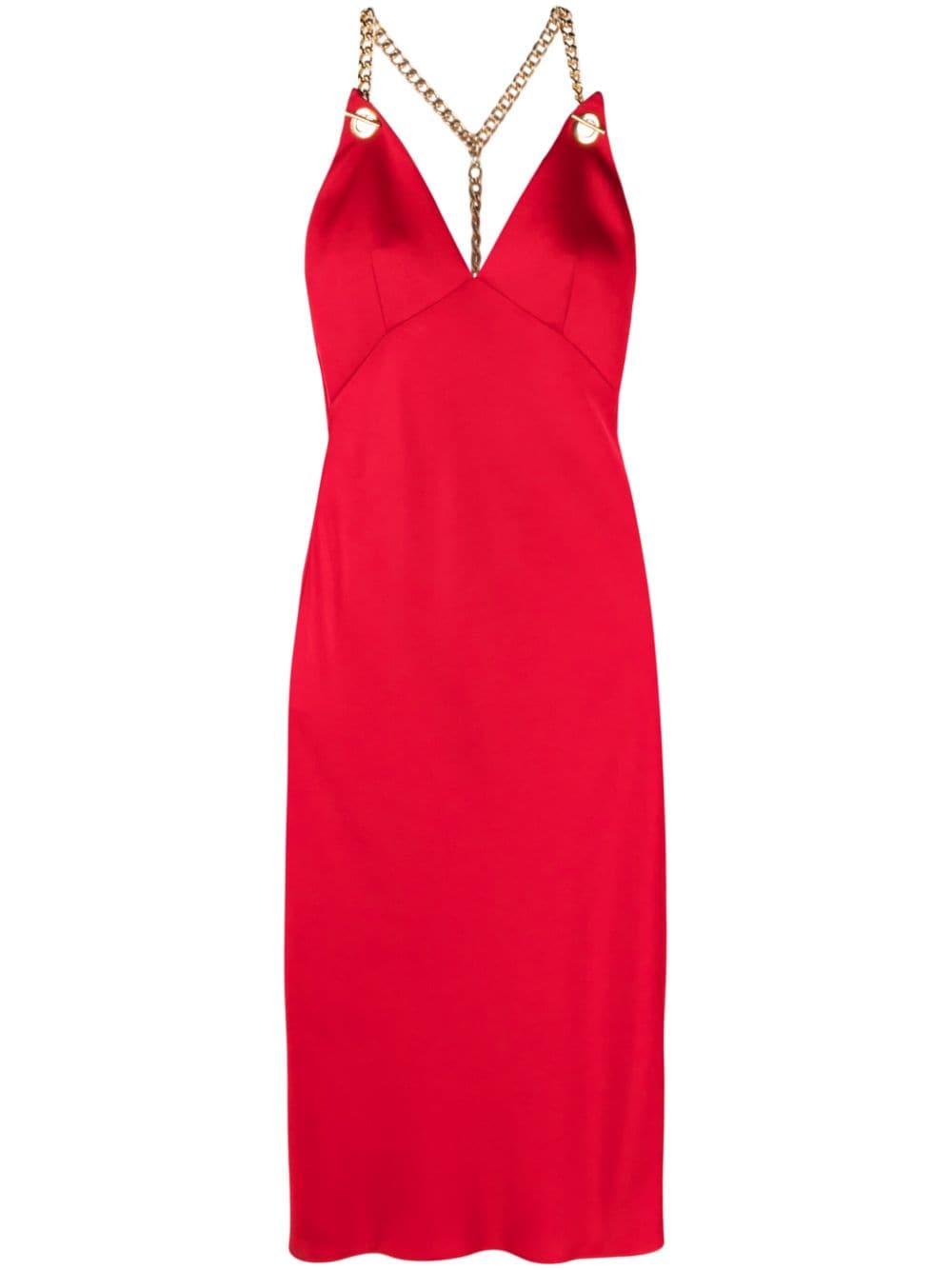 Moschino chain-link detailed halterneck dress - Red von Moschino