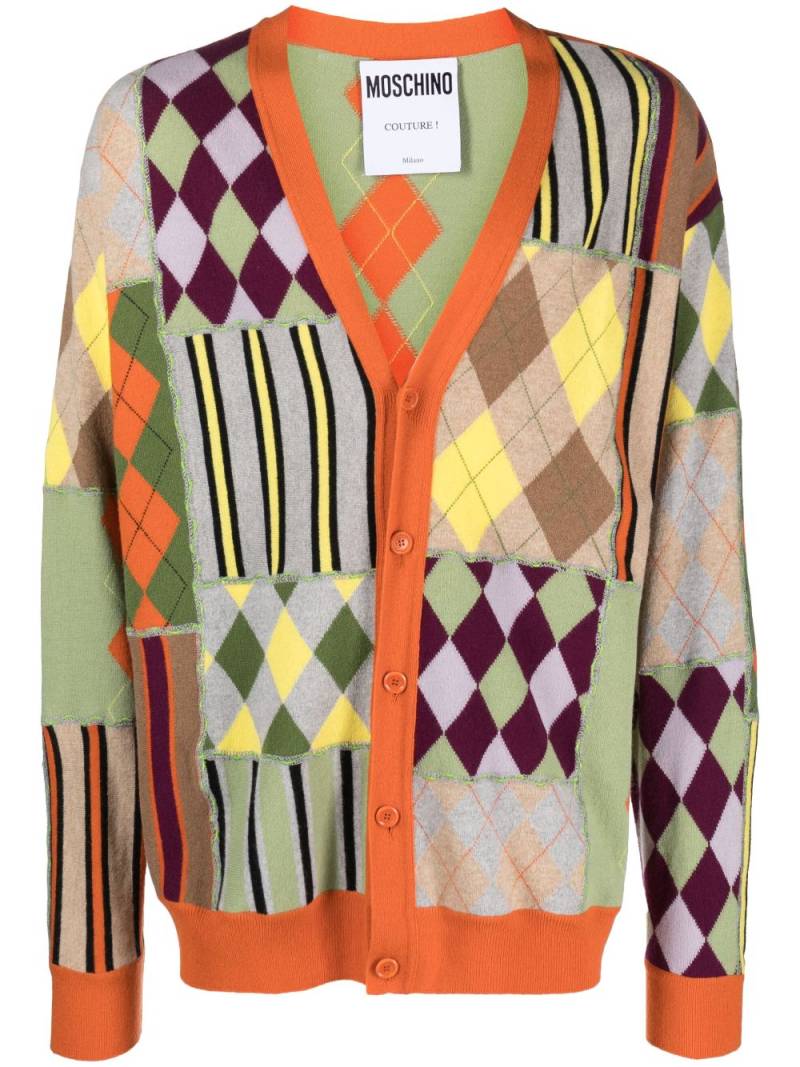 Moschino check-pattern wool cardigan - Orange von Moschino