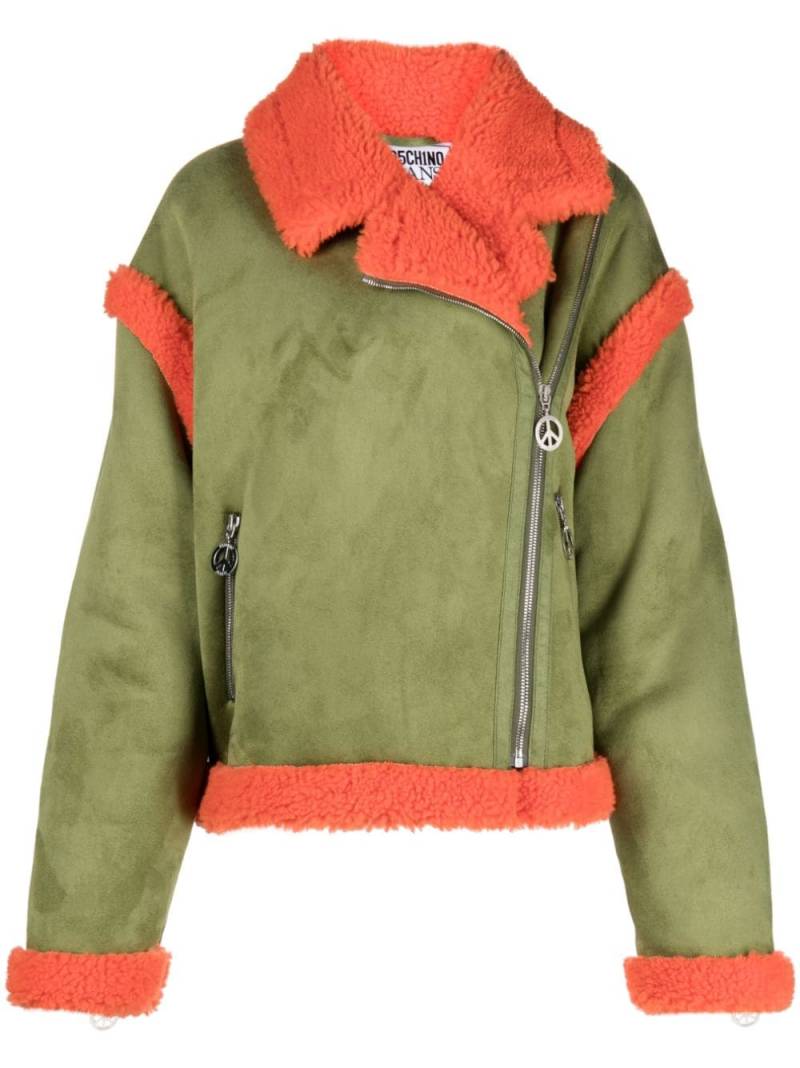 MOSCHINO JEANS contrasting-fleece suede jacket - Green von MOSCHINO JEANS