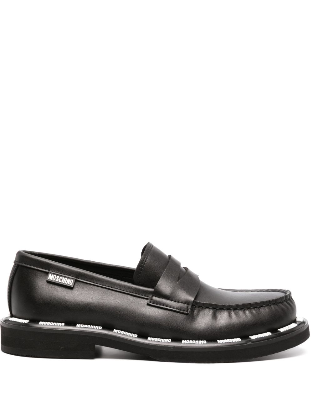 Moschino contrasting logo-trim loafers - Black von Moschino