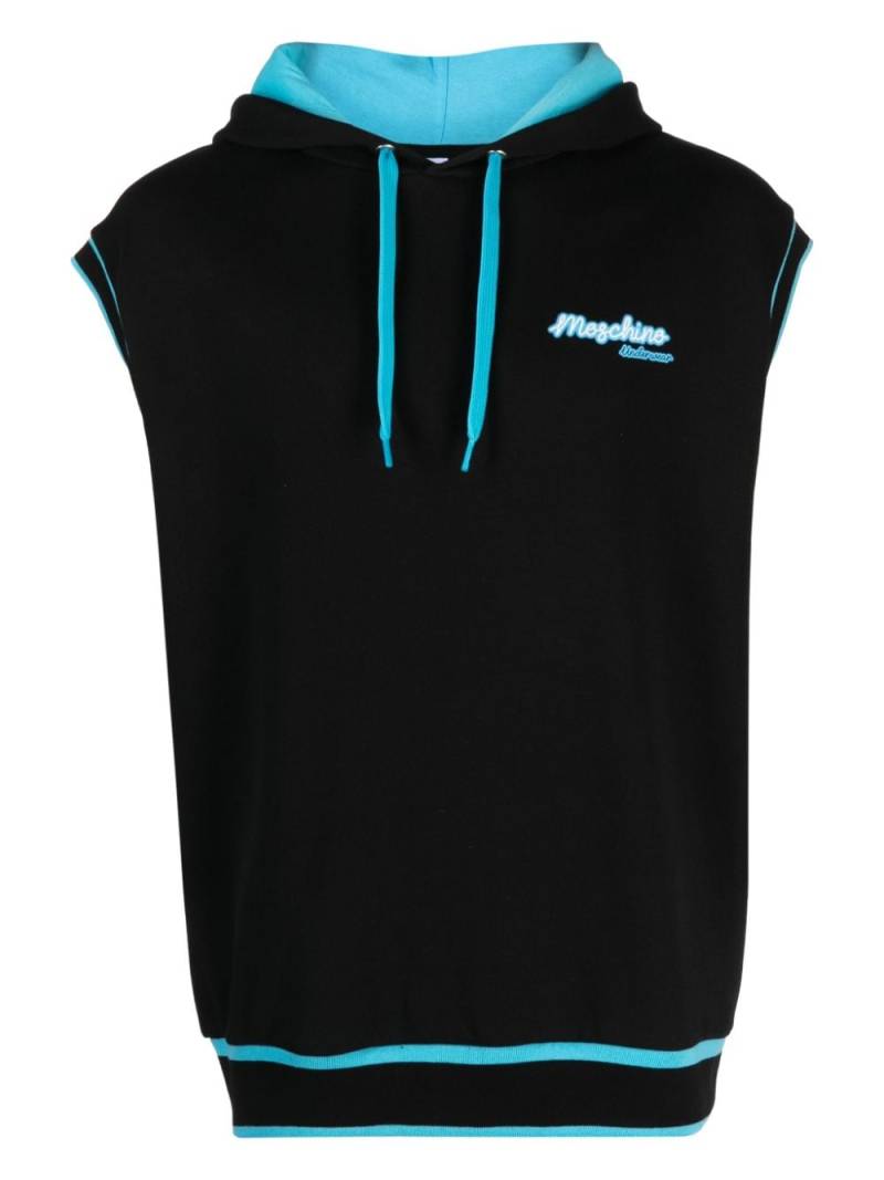 Moschino contrasting-trim sleeveless cotton hoodie - Black von Moschino