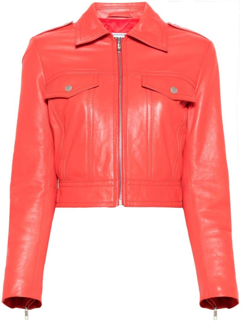 Moschino cropped leather biker jacket - Red von Moschino