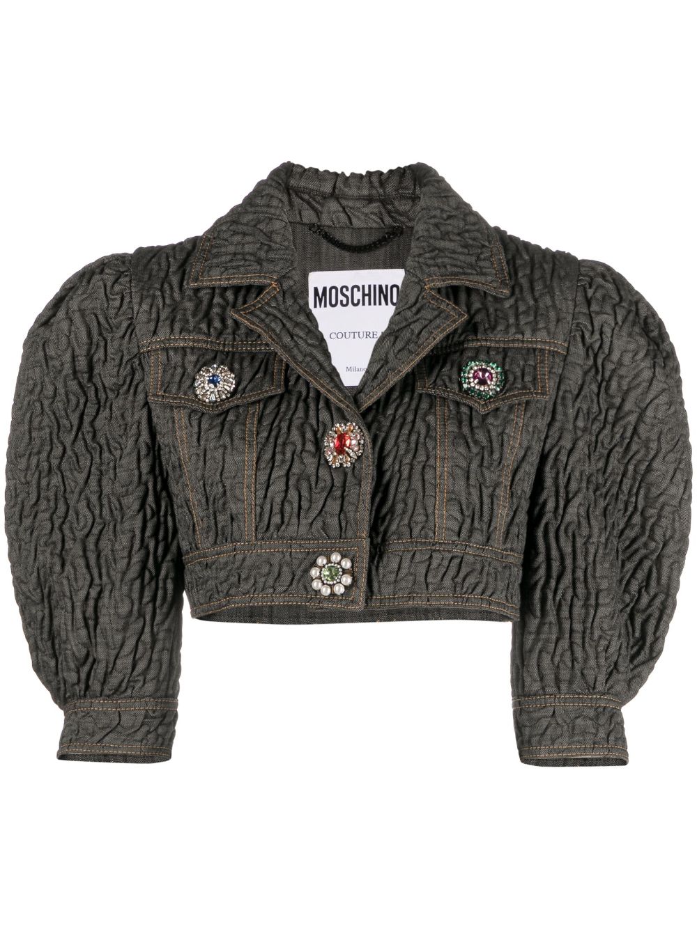 Moschino crystal-embellished butted cropped jacket - Black von Moschino