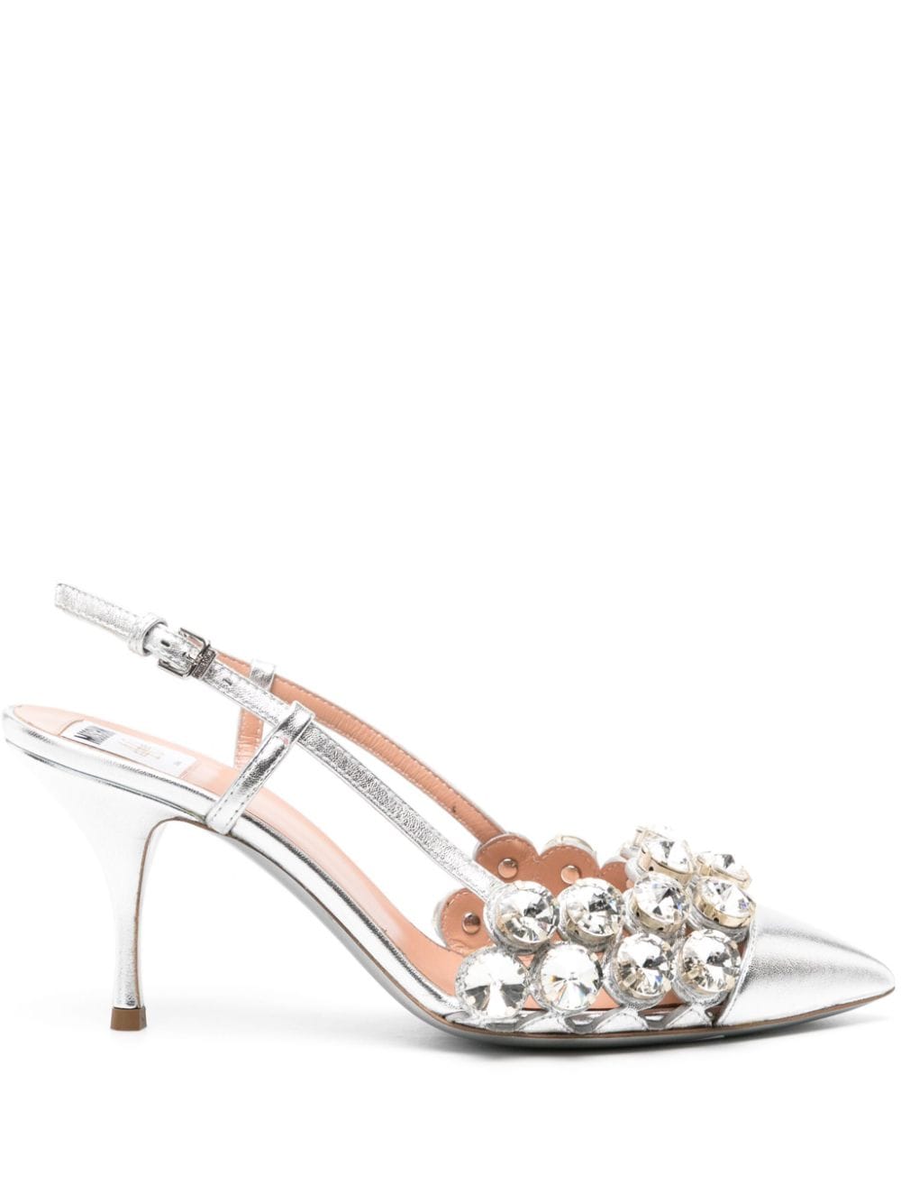 Moschino crystal-embellished metallic pumps - Silver von Moschino