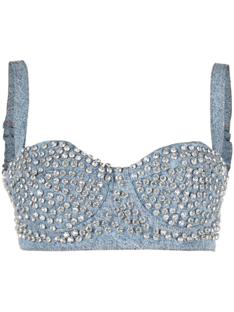 MOSCHINO JEANS crystal-embellishment bandeau top - Blue von MOSCHINO JEANS