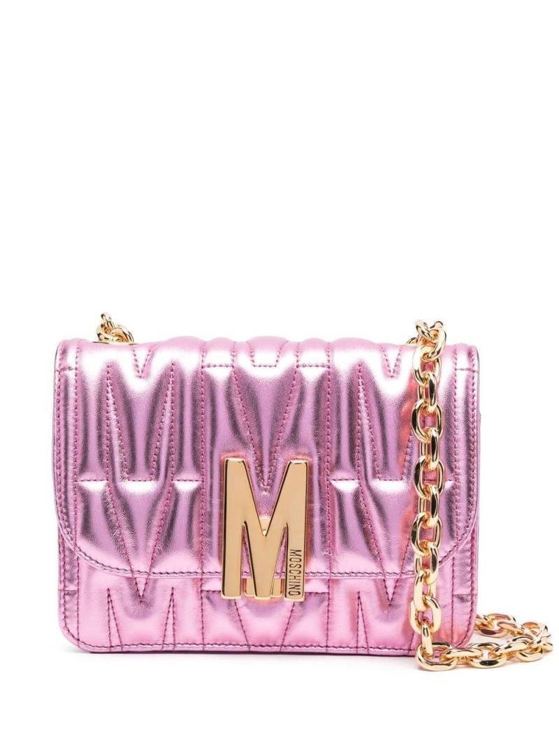 Moschino debossed-logo leather shoulder bag - Pink von Moschino