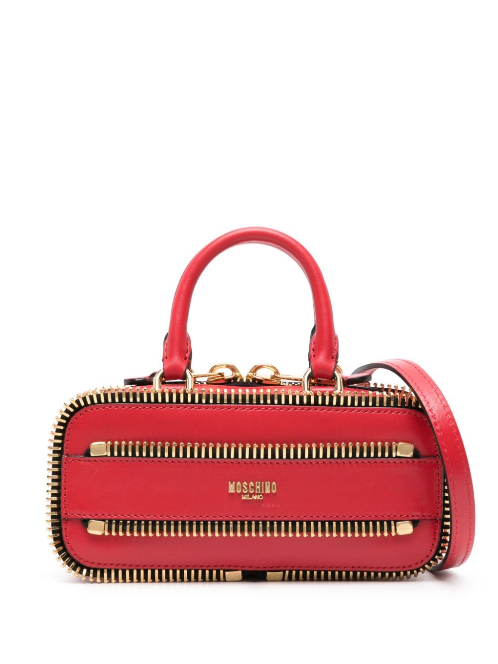 Moschino decorative-zip leather tote bag - Red von Moschino