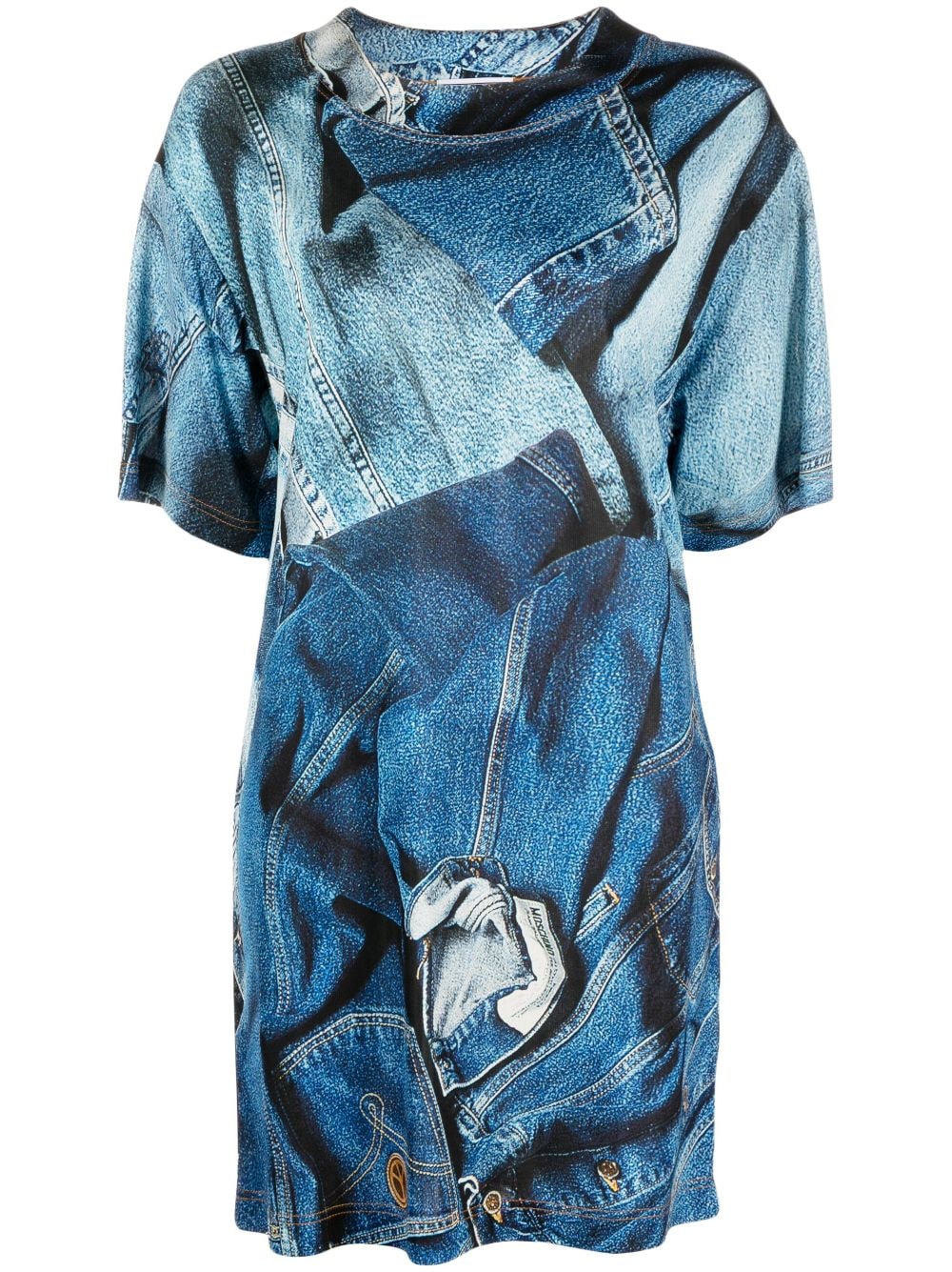 MOSCHINO JEANS denim-print T-shirt dress - Blue von MOSCHINO JEANS