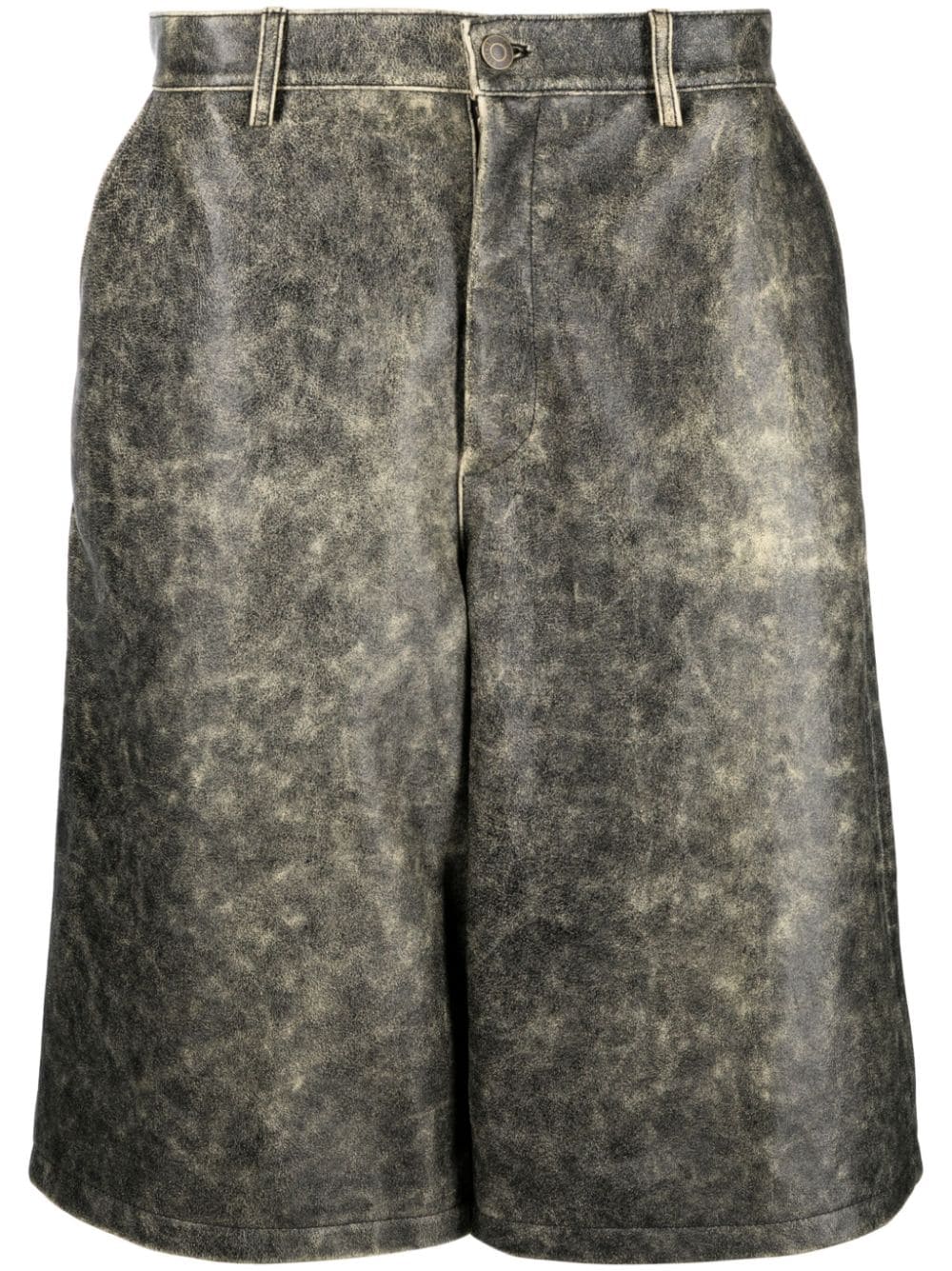 Moschino distressed leather bermuda shorts - Black von Moschino