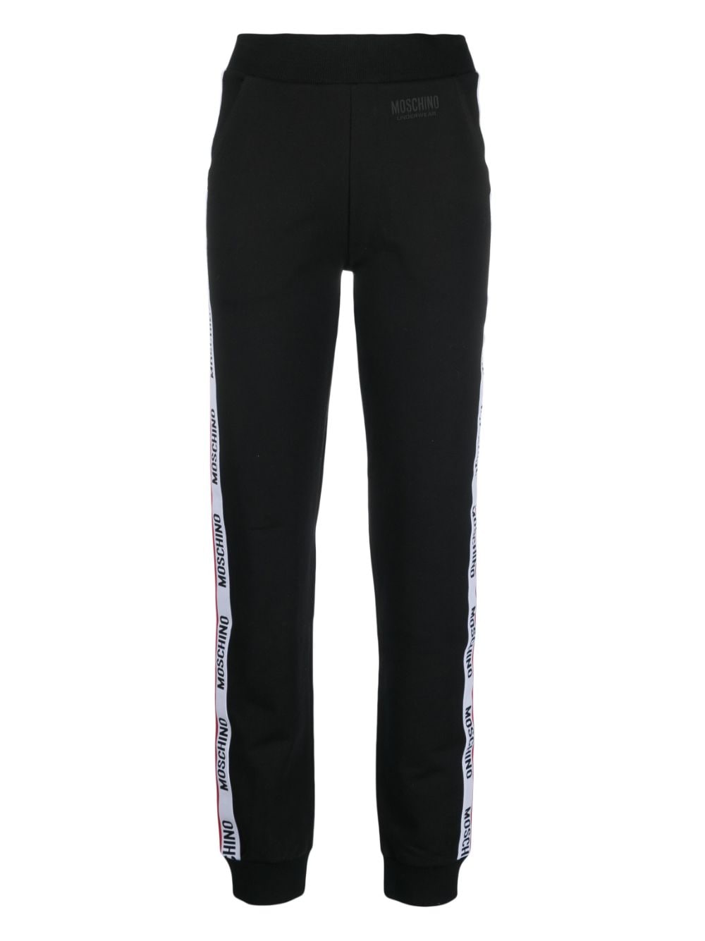 Moschino embossed-logo jersey trousers - Black von Moschino