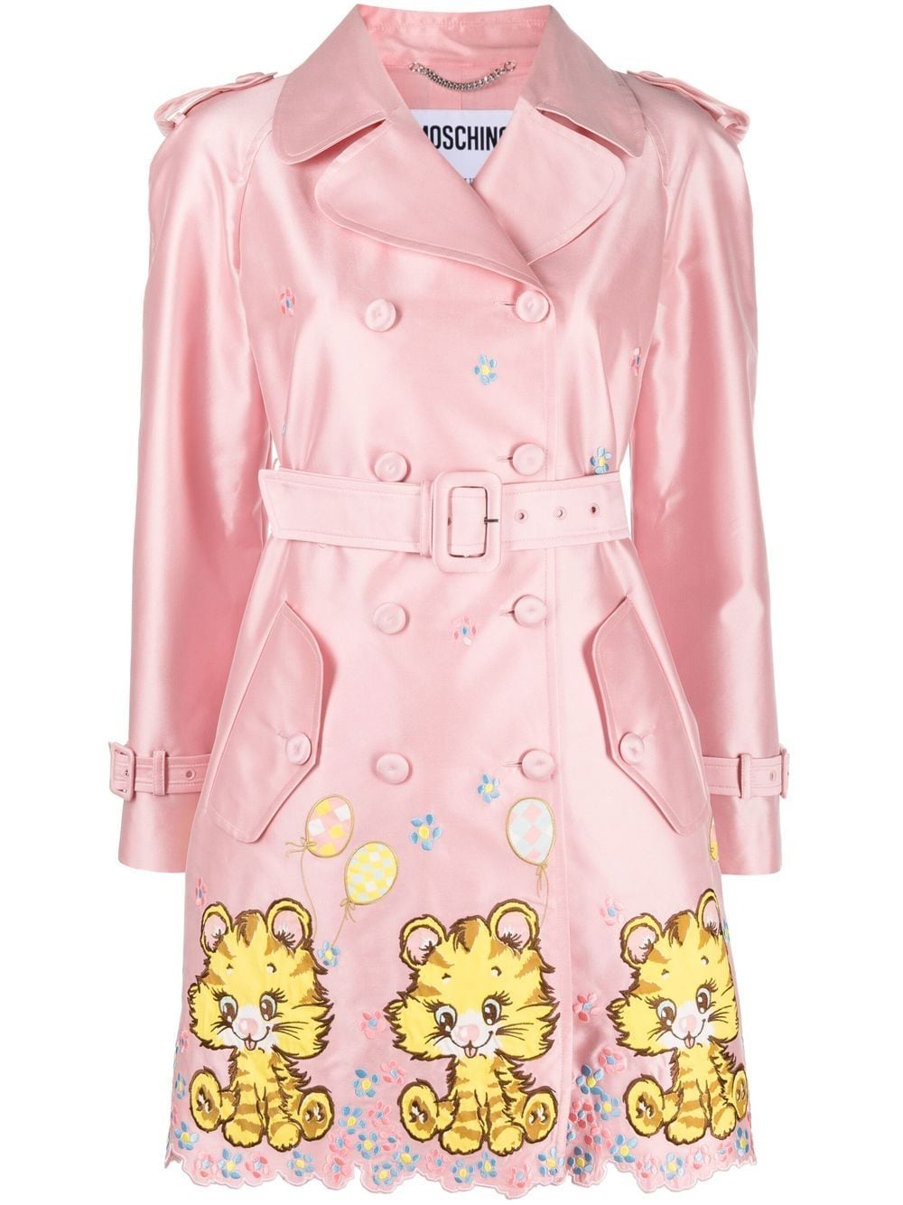 Moschino embroidered double-breasted coat - Pink von Moschino