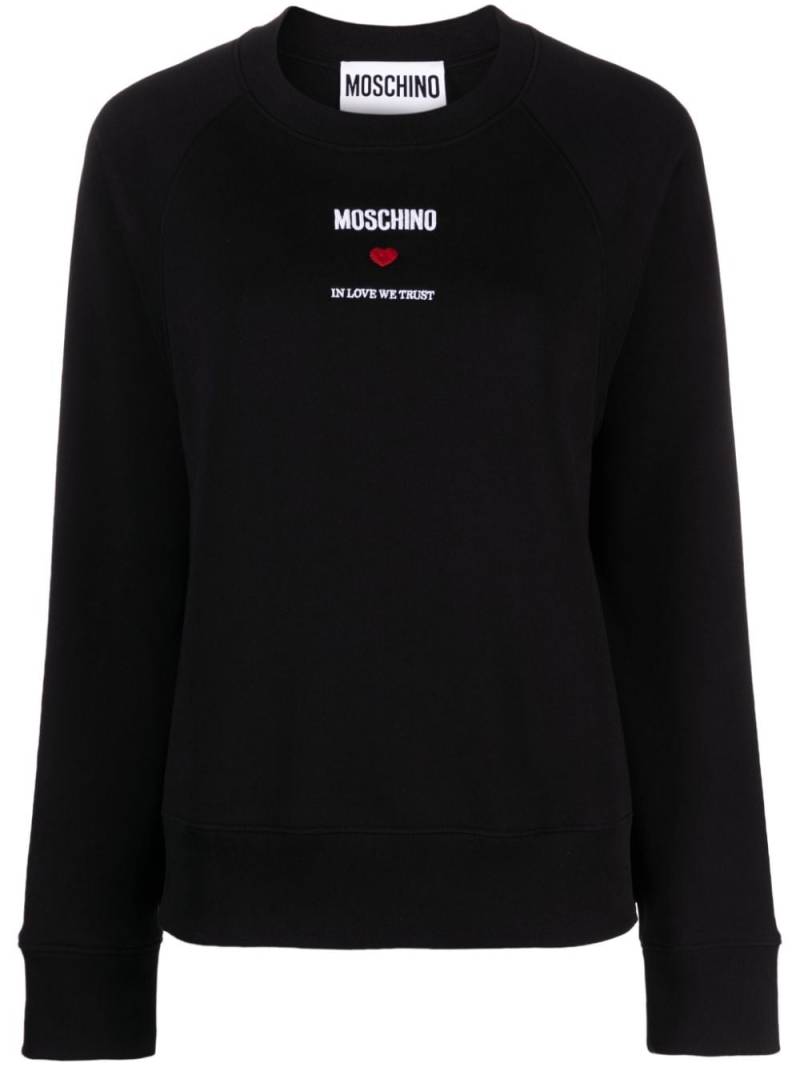 Moschino embroidered-logo cotton sweatshirt - Black von Moschino